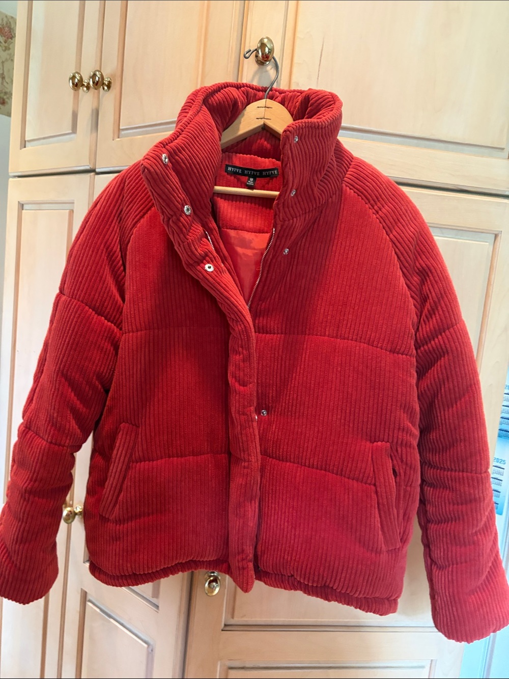 HYFVE Red Corduroy Puffer Coat